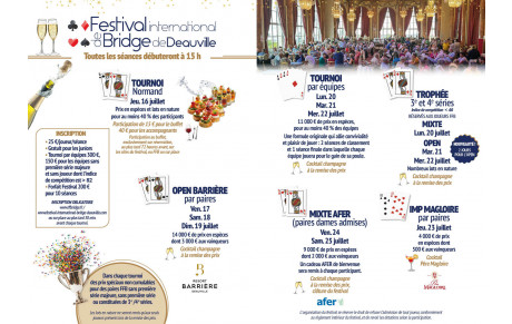 Programme du festival international de bridge de Deauville 2026
